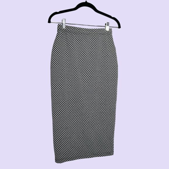 Mod Retro Inspired Black White Avant Basic Checkered Midi Skirt Size 8 - Picture 2 of 6